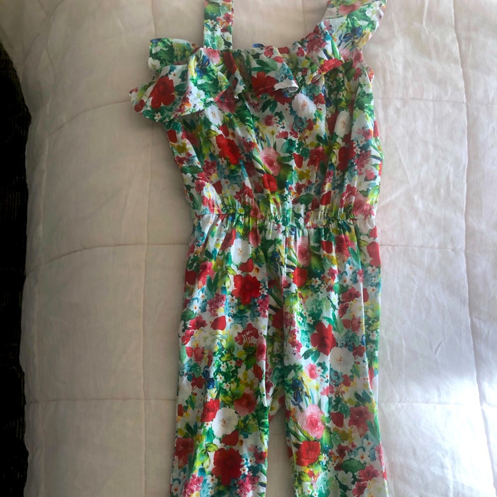 Girls Mayoral Floral Jumpsuit